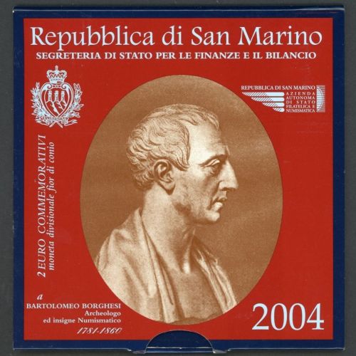 San Marino Coincard 2 Euro 2004 im Folder "Borghesi" ST