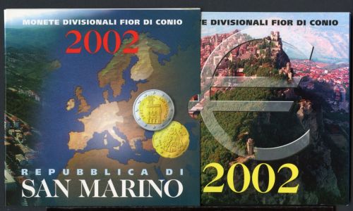 San Marino Kursmünzensatz 2002 im Folder unzirkuliert