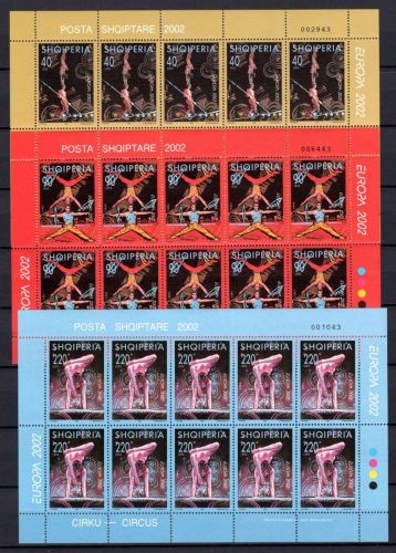 Albanien MiNr. 2866-2868 postfrisch als Kleinbögen, Cept 2002