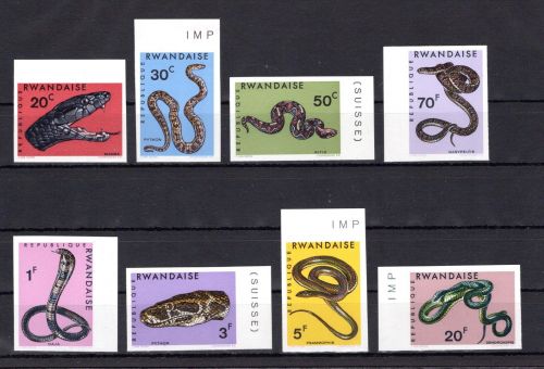 Ruanda MiNr. 201-208 B postfrisch Reptilien, Schlangen