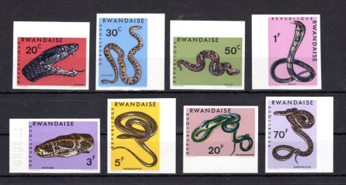 Ruanda MiNr. 201-208 B postfrisch Reptilien, Schlangen