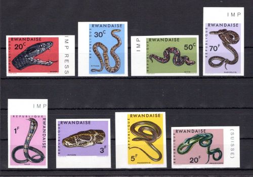 Ruanda MiNr. 201-208 B postfrisch Reptilien, Schlangen