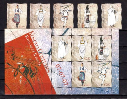 Kosovo MiNr. Block 7 + 74-78 postfrisch Trachten