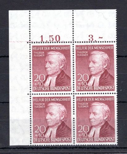 Bund MiNr. 158 I postfrisch 4er Block Eckrand ol, ungefaltet
