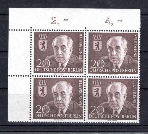 Berlin MiNr. 115 postfrisch 4er Block Eckrand ol, ungefaltet