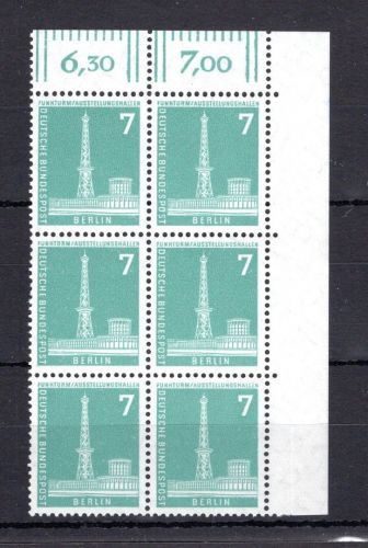 Berlin MiNr. 142 w postfrisch 6er Block Eckrand or, ungefaltet