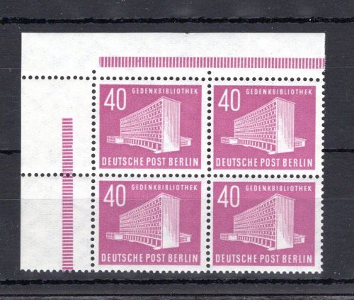 Berlin MiNr. 122 postfrisch 4er Block Eckrand ol, ungefaltet