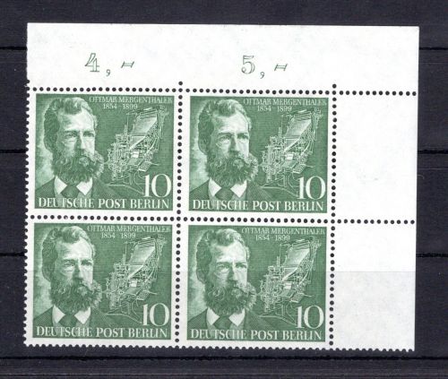 Berlin MiNr. 117 postfrisch 4er Block Eckrand or, ungefaltet