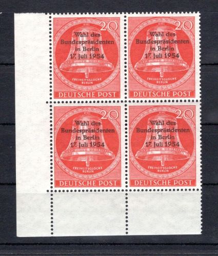 Berlin MiNr. 118 postfrisch 4er Block Eckrand ul, ungefaltet