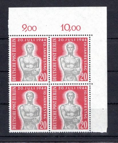 Berlin MiNr. 119 postfrisch 4er Block Eckrand or, ungefaltet