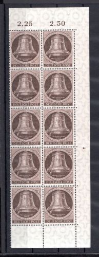 Berlin MiNr. 75 postfrisch 10er Block Eckrand or/ ur, ungefaltet