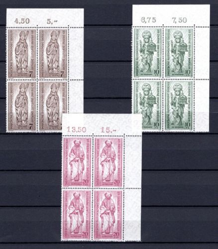 Berlin MiNr. 132-134 postfrisch 4er Blöcke Eckrand or, ungefaltet