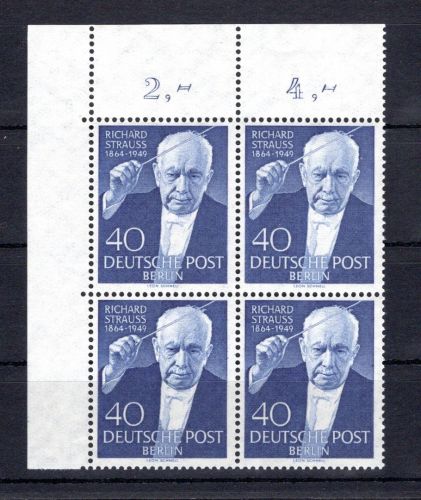 Berlin MiNr. 124 postfrisch 4er Block Eckrand ol, ungefaltet