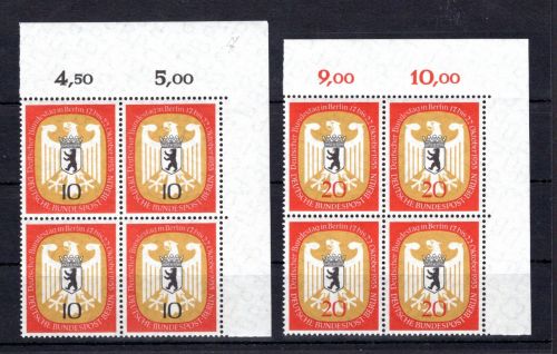 Berlin MiNr. 136-137 postfrisch 4er Blöcke Eckrand or