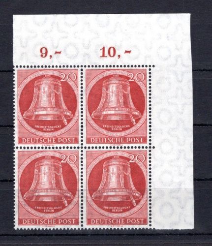 Berlin MiNr. 84 postfrisch 4er Block Eckrand or, ungefaltet