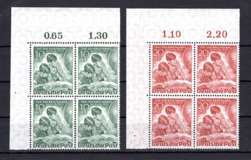 Berlin MiNr. 80-81 postfrisch 4er Blöcke Eckrand ol, ungefaltet