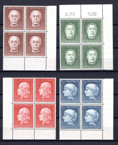 Bund MiNr. 200-203 postfrisch 4er Blöcke Eckrand, ungefaltet