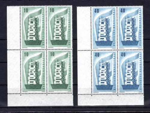 Bund MiNr. 241-242 postfrisch 4er Blöcke Eckrand ul, ungefaltet