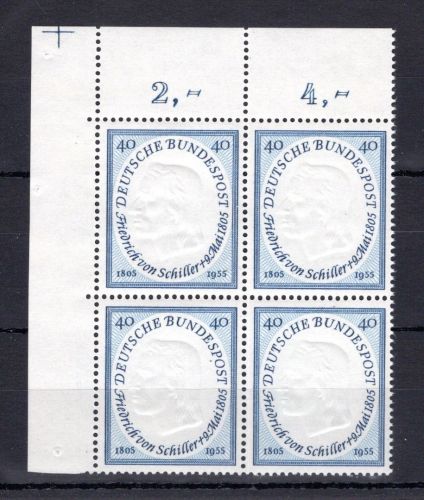 Bund MiNr. 210 postfrisch 4er Block Eckrand ol, ungefaltet