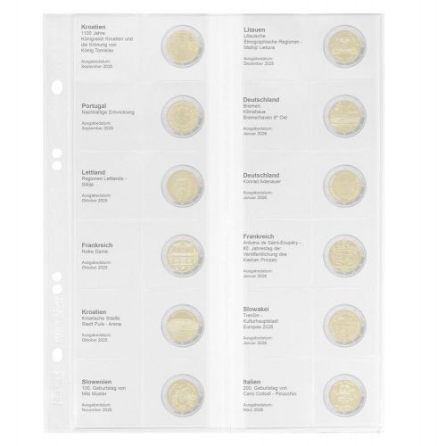 Lindner Vordruckblatt Publica M für 2 Euro-Gedenkmünzen MU2E38 Neu