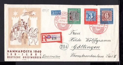 Bund MiNr. 113-115 R-Brief roter Sonderstempel