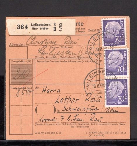 Bund MiNr. 263 Mehrfachfrankatur