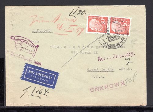 Bund MiNr. 264 Mehrfachfrankatur als senkr. Paar