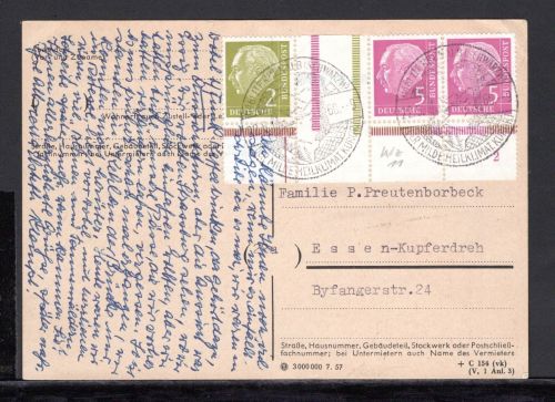 Bund Zusammendruck MiNr. WZ 11 PL-Nr. Sonderstempel auf Postkarte