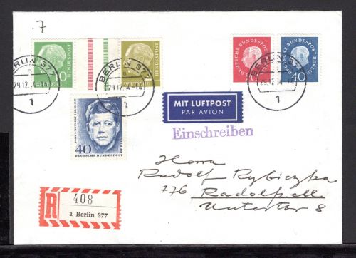 Bund Zusammendruck MiNr. WZ 14 R-Brief + ZF