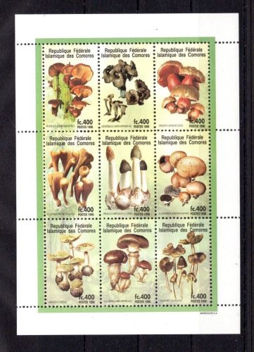 Komoren MiNr. 1393-1401 postfrisch als Kleinbogen, Pilze