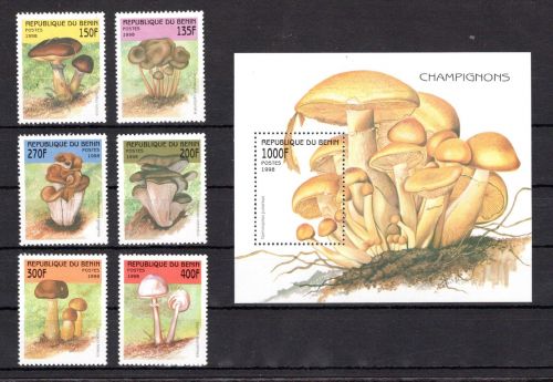 Benin MiNr. 1003-1008 + Block 37 postfrisch Pilze
