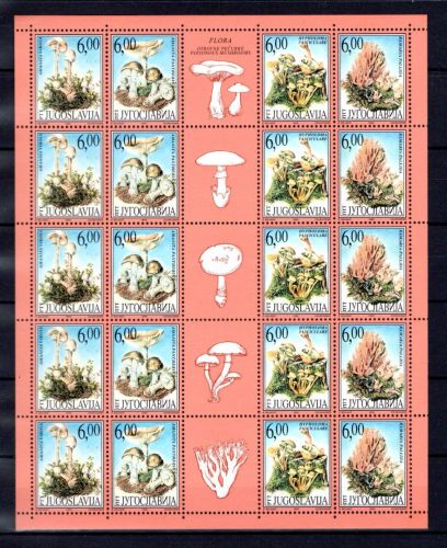 Jugoslawien MiNr. 2914-2917 postfrisch als Kleinbogen, Pilze