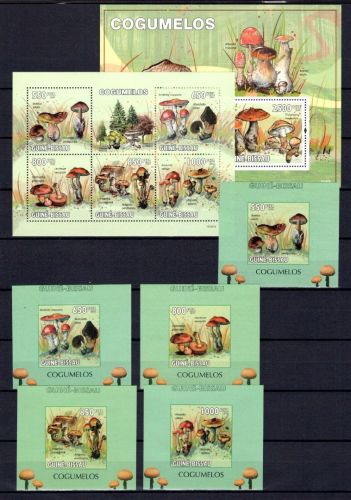 Guinea-Bissau MiNr. 4623-4627 + Block 752 + Einzelbl. postfrisch Pilze