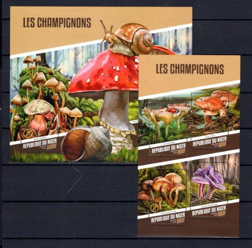 Niger MiNr. 5498-5501 + Block 801 postfrisch Pilze