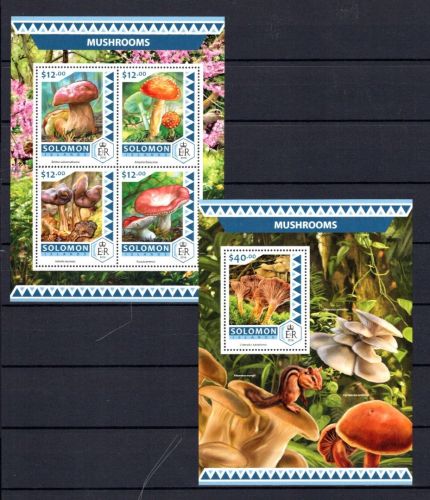 Salomonen MiNr. 4125-4128 + Block 577 postfrisch Pilze