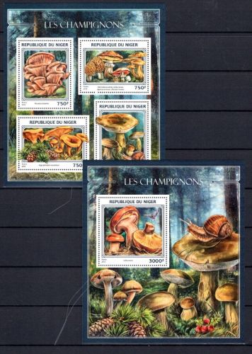 Niger MiNr. 4417-4420 + Block 588 postfrisch Pilze