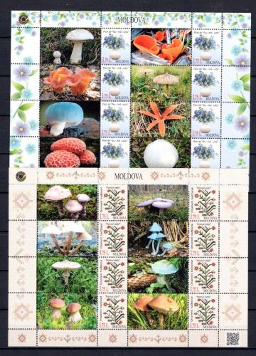 Moldawien MiNr. 856-857 postfrisch als Kleinbögen, Pilze