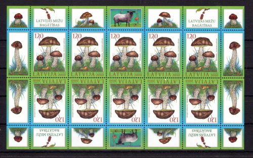 Lettland MiNr. 793 postfrisch als Kleinbogen, Pilze