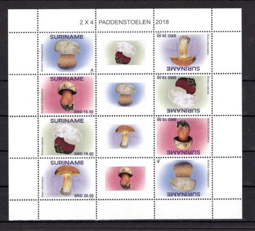 Surinam MiNr. 3042-3045 postfrisch als ZD-Bogen, Pilze