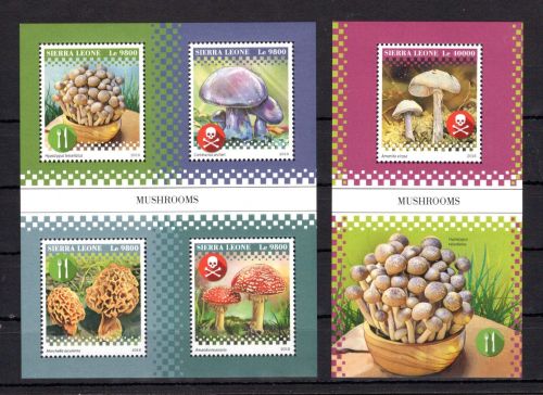 Sierra Leone MiNr. 10414-10417 + Block 1589 postfrisch Pilze