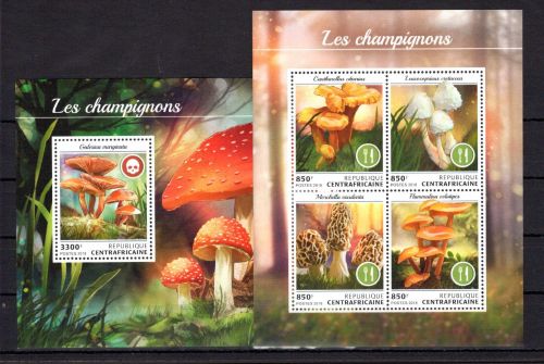 Zentralafr. Republik MiNr. 7847-7850 + Block 1769 postfrisch Pilze