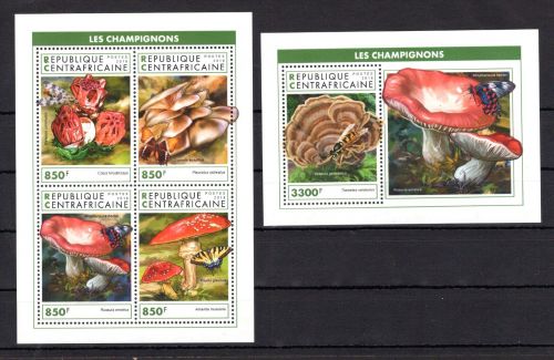 Zentralafr. Republik MiNr. 8319-8322 + Block 1868 postfrisch Pilze