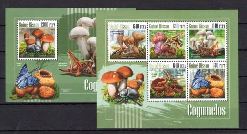 Guinea Bissau MiNr. 10167-10171 + Block 1750 postfrisch Pilze