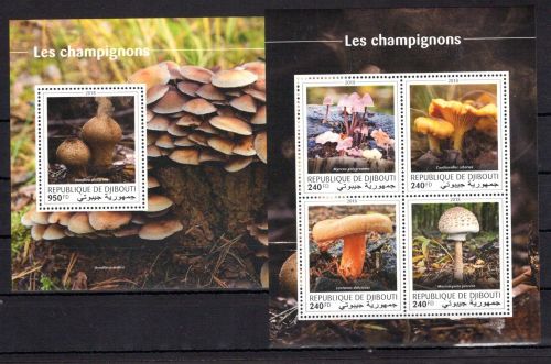 Dschibuti MiNr. 2507-2510 + Block 1216 postfrisch Pilze
