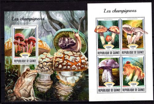 Guinea MiNr. 13055-13058 + Block 2907 postfrisch Pilze
