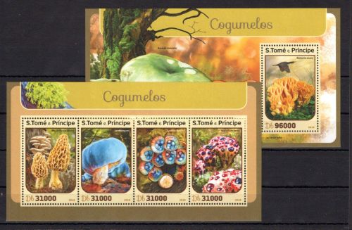 Sao Tome e Principe MiNr. 6821-6824 + Block 1214 postfrisch Pilze