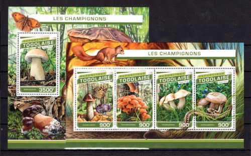 Togo MiNr. 7709-7712 + Block 1353 postfrisch Pilze
