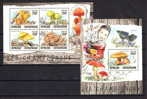 Zentralafr. Republik MiNr. 6270-6273 + Block 1476 postfrisch Pilze