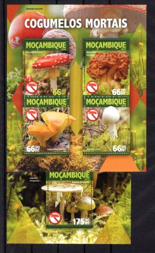 Mosambik MiNr. 8309-8312 + Block 1102 postfrisch Pilze