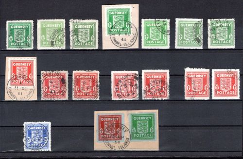 Dt. Besetzung WK II kpl. Ausgabe Guernsey bis auf 3 b gestempelt geprüft